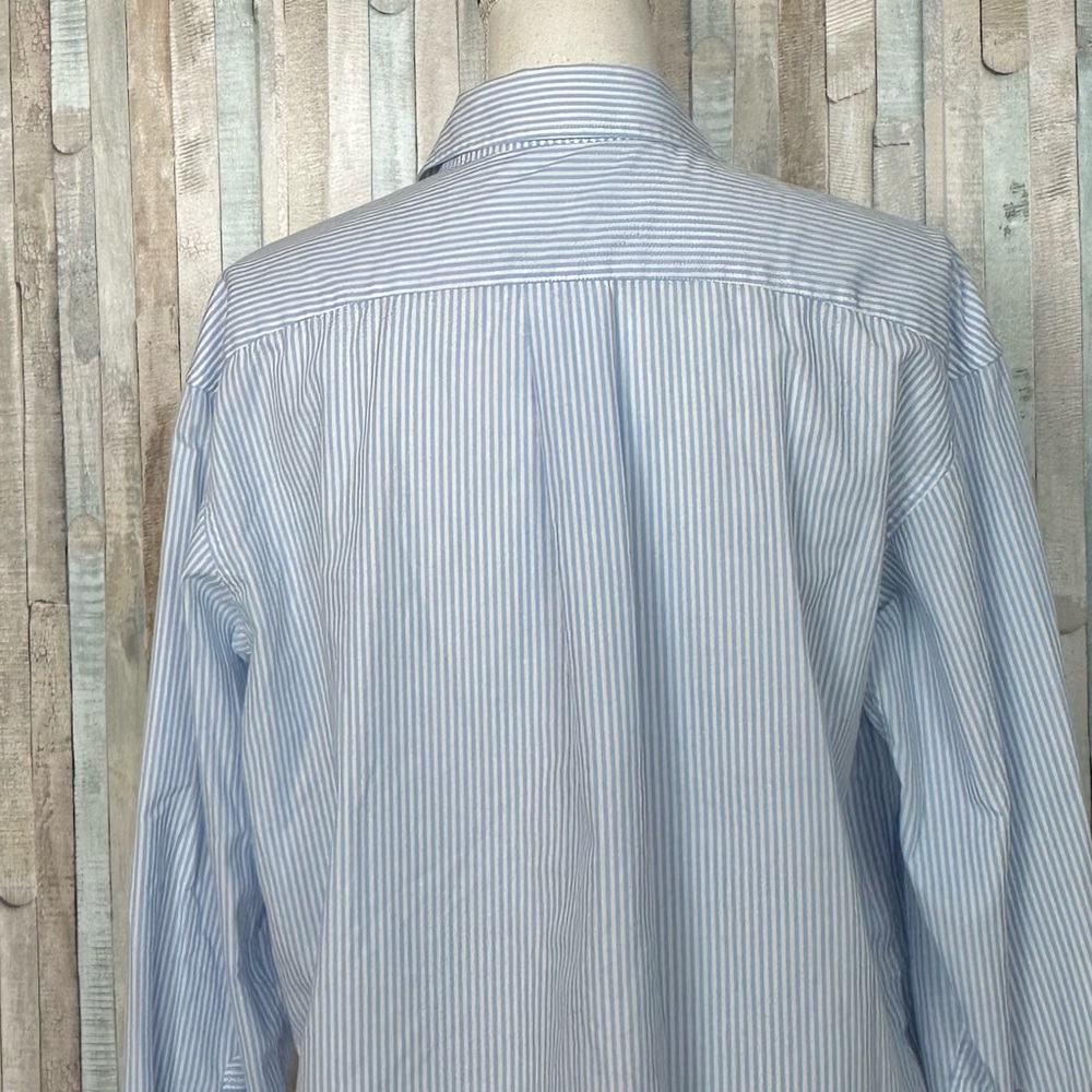 System of Motion 14 10 Blue Stripe Walter Shirt Button Down Top Travel Career - Picture 7 of 13